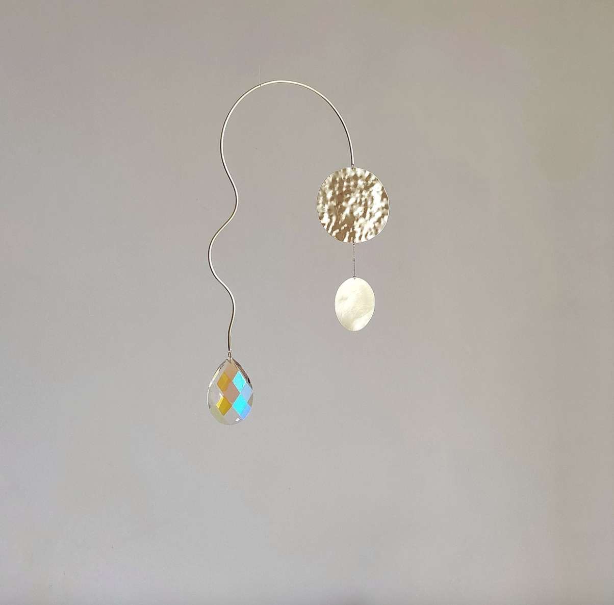 #5 Kinetic Brass Mobile, Small Wave Art, Handmade