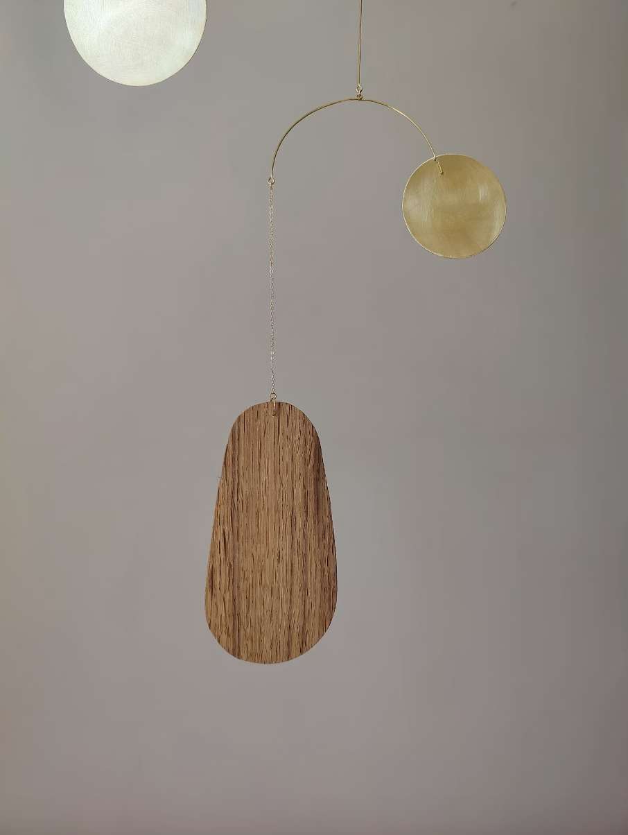 #8 Kinetic Brass Mobile, Small Wave Art, Handmade