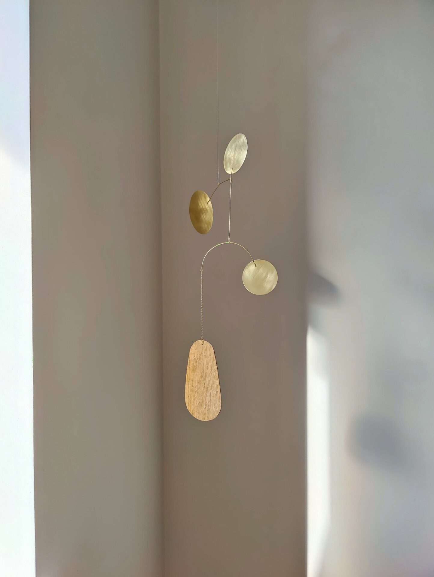 #8 Kinetic Brass Mobile, Small Wave Art, Handmade