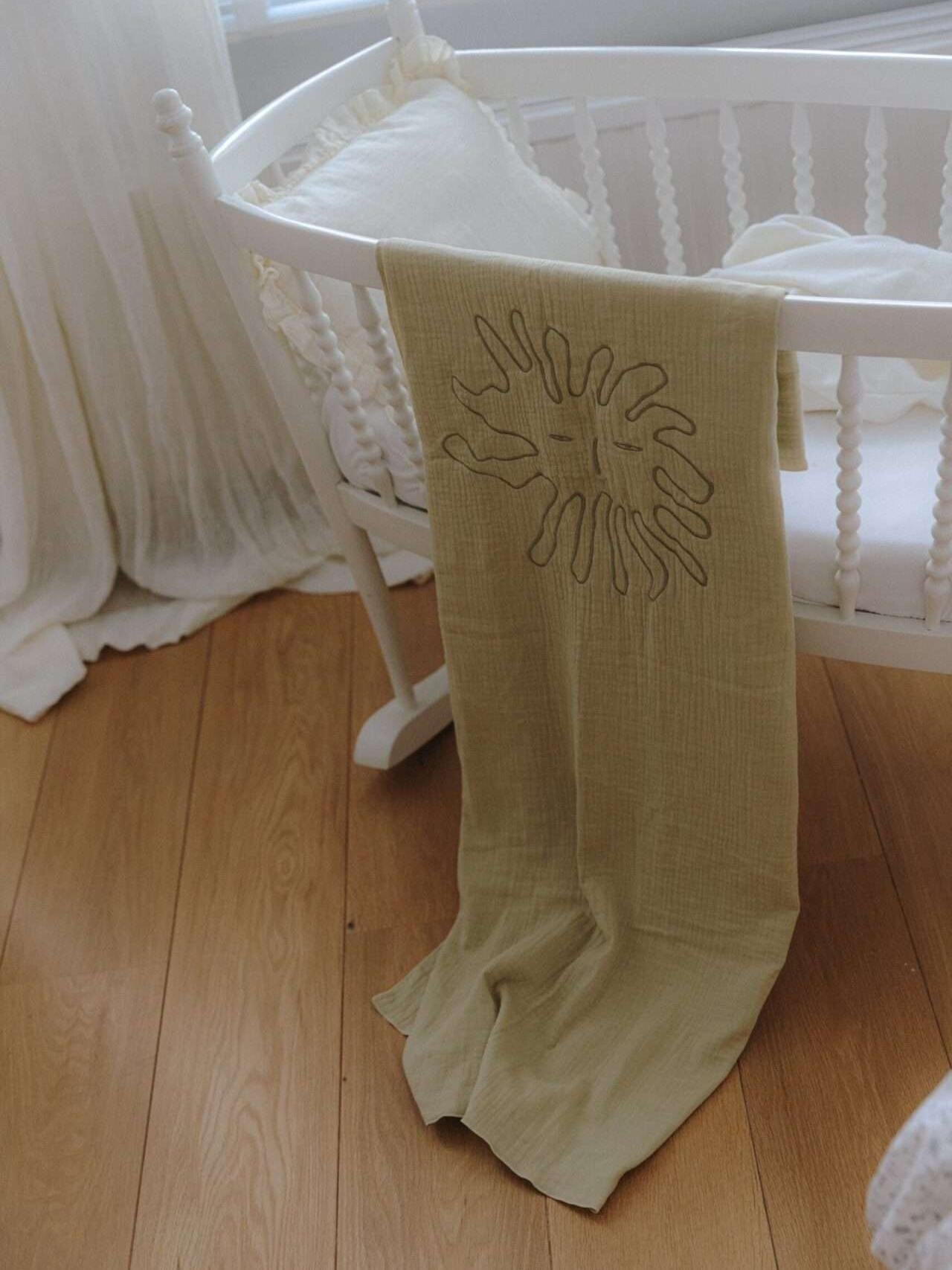 Solange Swaddle Blanket, Light Sage, Jeanne Le Studio