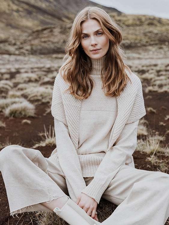 Unisex Alpaca Wool Sailor Sweater, Cream Twist