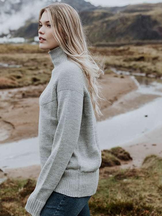 Unisex Alpaca Wool Sailor Sweater, Light Grey