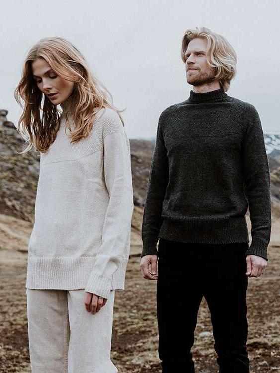 Unisex Alpaca Wool Sailor Sweater, Light Grey