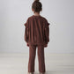 Velour Ruffle Sweatshirt, Nora, Brown & Oekotex