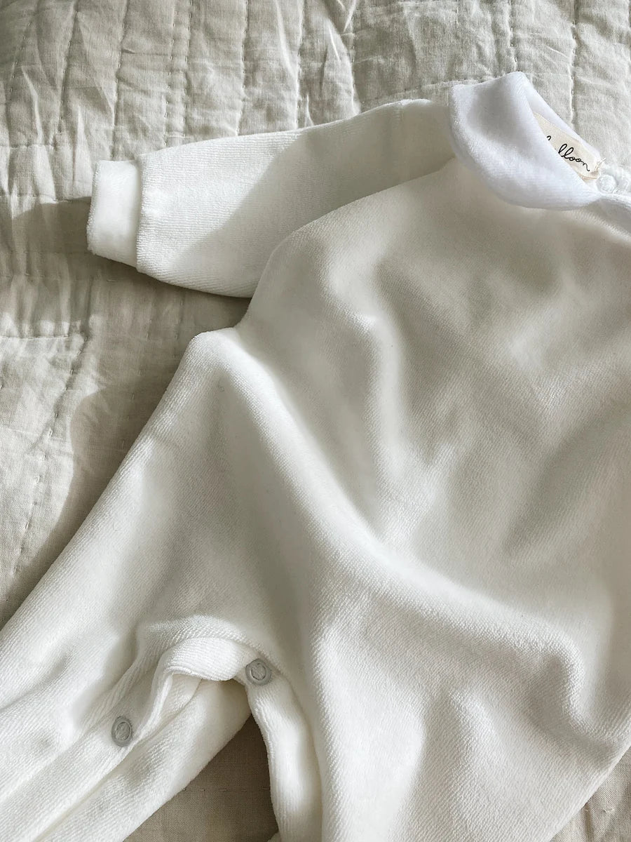 Velvet Onesie, Creamy White